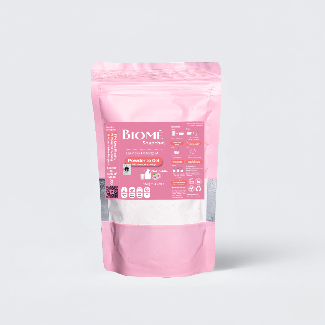 BIOMÉ Powder-to-Gel Laundry Detergent 150g (3000ML) – Pink Dahlia