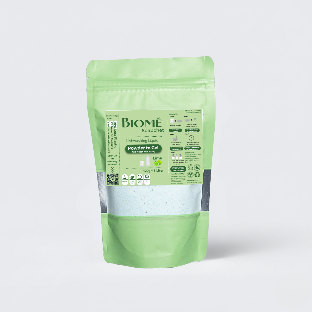 BIOMÉ Powder-to-Gel Dishwash Soap 120g (3000ML) - Lime