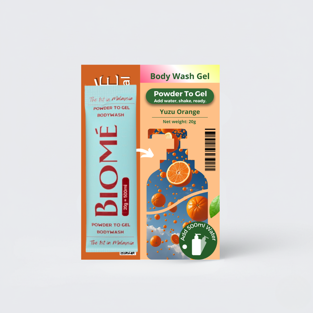 BIOME Powder-to-Gel Bodywash Soap 20g (500ML)  - Yuzu Orange
